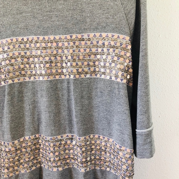 Anthro Dolan Gray Sequin Sweatshirt M - Picture 3 of 5